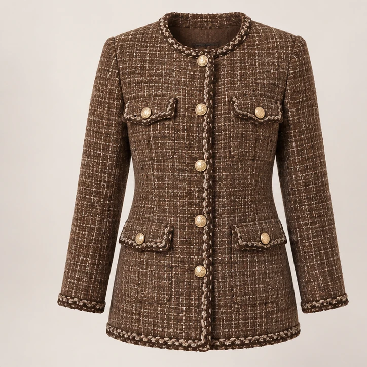 Mocha Signature Jacket in Brown, front view