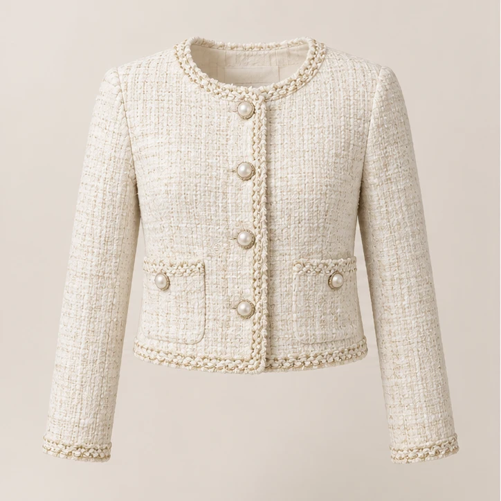 Pearl Edit Jacket in Ivory, front view